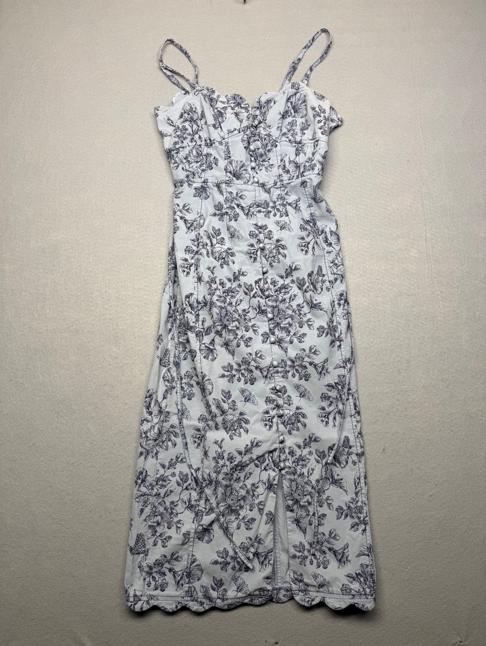 Anthropologie Floral Midi Dress Women's Size 2 Blue